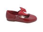 L Amour Little Big Girls Red Grosgrain Bow Flats Dress Shoes 2 Kids