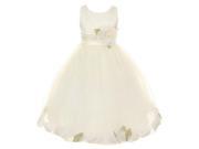 Little Girls Ivory Petal Adorned Satin Tulle Flower Girl Dress 2T