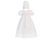 Lito Baby Girls White Vintage Lace Overall Dress Bonnet Christening Set 3 6M