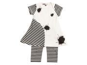 KidCuteTure Baby Girls White Black Stripe Sami Dress Leggings Outfit Set 9M
