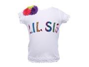 Reflectionz Baby Girls White Multi Color Lil Sis Floral Ruffle Top 12M