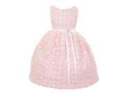 Kids Dream Little Girls Pink Satin Embroidered Mesh Flower Girl Dress 6