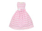 Shanil Inc Little Girls Pink Chevron Stripe Bow Special Occasion Dress 2T