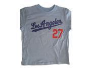MLB Big Boys Baby Blue Solid Color Los Angeles 27 Print Cotton T Shirt 14 16
