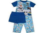 Disney Little Toddler Boys Blue Frozen Olaf Three Piece Pajama Set 4T