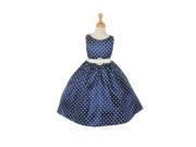 Cinderella Couture Little Girls Navy White Polka Dot Belted Occasion Dress 2