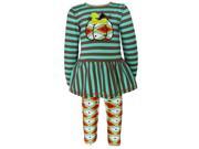 AnnLoren Big Girls Teal Stripe Pumpkin Applique Legging Outfit 7 8