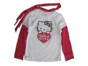 Hello Kitty Red White Glitter Applique Heart Dotted Scarf Shirt 4