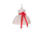 Cinderella Couture Baby Girls Champagne Lace Red Sash Sleeveless Dress 12M