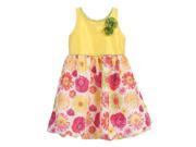Angels Garment Little Girls Yellow Floral Print Taffeta Easter Dress 6