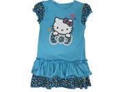 Hello Kitty Little Girls Turquoise Leopard Spotted Glittery Ruffled Dress 4
