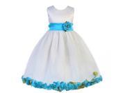 Crayon Kids Little Girls White Turquoise Petal Flower Girl Dress 2T