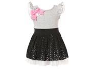 Richie House Baby Girls Grey Black Knit Floral Cutouts Bottom Dress 24M