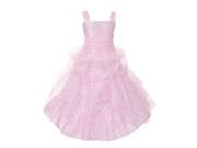 Little Girls Pink Rhinestone Star Organza Pick Up Flower Girl Dress 4