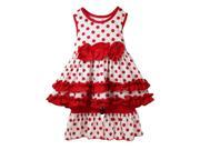 Little Girls White Red Polka Dots Bows Boutique Pant Outfit Set 2T