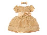 Little Girls Gold Sparkle Sequin Thread Embroidered Occasion Dress 2T