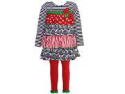 Bonnie Jean Little Girls White Red Stripe Scroll Dot 2 Pc Legging Outfit 5