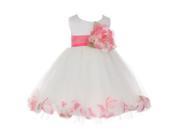 Baby Girls Ivory Coral Petal Adorned Satin Tulle Flower Girl Dress 18M