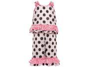 Laura Dare Little Girls Black White Dot Zebra Ruffle 2 Pc Pajama Set 6X