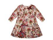 Richie House Little Girls Brown Bow Florals Pleated Dress 3