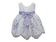 Baby Girls Lilac Sequin Floral Embroidered Scallop Flower Girl Dress 18M