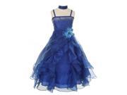 Cinderella Couture Big Girls Royal Blue Organza Cascade Ruffle Dress 10