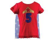 Reflectionz Little Girls Red Wonder Girl Star Birthday Cape T Shirt 6