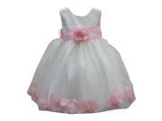 Baby Girls Pink Shiny Floral Petal Adorned Satin Flower Girl Dress 18M