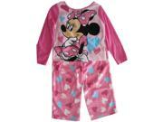 Disney Little Girls Pink Minnie Mouse Heart Patterned 2 Pc Pajama Set 4T