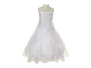Cinderella Couture Little Girls White Crystal Organza Cascade Ruffle Dress 6