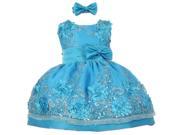 Baby Girls Turquoise Sequin Floral Embroidery Flower Girl Christmas Dress 18M