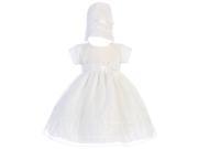 Lito Baby Girls White Embroidered Organza Dress Bonnet Christening Set 6 12M