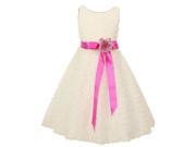 Little Girls Ivory Pink Sash Sleeveless Rosette Special Occasion Dress 4