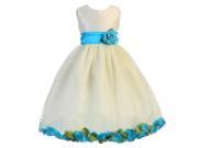 Crayon Kids Little Girls Ivory Turquoise Petal Flower Girl Dress 4T