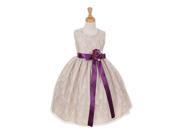 Cinderella Couture Little Girls Champagne Lace Plum Sash Sleeveless Dress 4