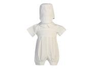 Lito Baby Boys White Smocked Cotton Romper Baptism Christening Set 3 6M