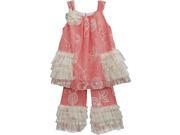 Isobella Chloe Little Girls Red Creme Brulee Two Piece Pant Outfit Set 4T