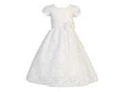 Lito Little Girls White Embroidered Satin Ribbon Tulle Communion Easter Dress 5