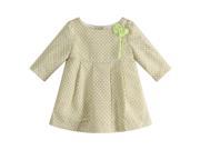 Richie House Little Girls Green Bow Accent Dotted Dress 2