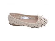 L Amour Toddler Girls Ecru Perforated Bow Ballet Flats 9 Toddler