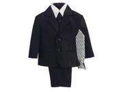 Lito Little Boys Black Two button Herringbone Pattern Special Occasion Suit 4