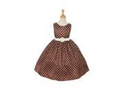Cinderella Couture Big Girls Brown White Polka Dot Belted Occasion Dress 8