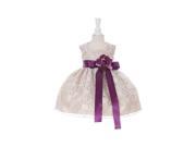 Cinderella Couture Baby Girls Champagne Lace Purple Sash Sleeveless Dress 12M
