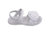 L Amour Toddler Girls White Flower Applique Velcro Strap Sandals 7 Toddler