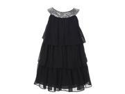 Sweet Kids Little Girls Black Sequined Neck Tiered Flower Girl Dress 6