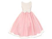 Cinderella Couture Little Girls Pink Ivory Satin Organza Sleeveless Dress 2