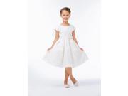 Sweet Kids Little Girls Ivory Raised Daisy Jacquard Bow Easter Dress 5