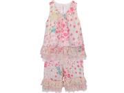 Isobella Chloe Little Girls Light Pink Spring Meadow Two Piece Pant Set 4T