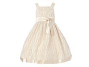 Richie House Little Girls Light Beige Bow Shiny Bead Embroidered Dress 5 6