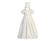 Lito Baby Girls Antique White Lace Bodice Baptism Silk Gown Bonnet Set 6 12M